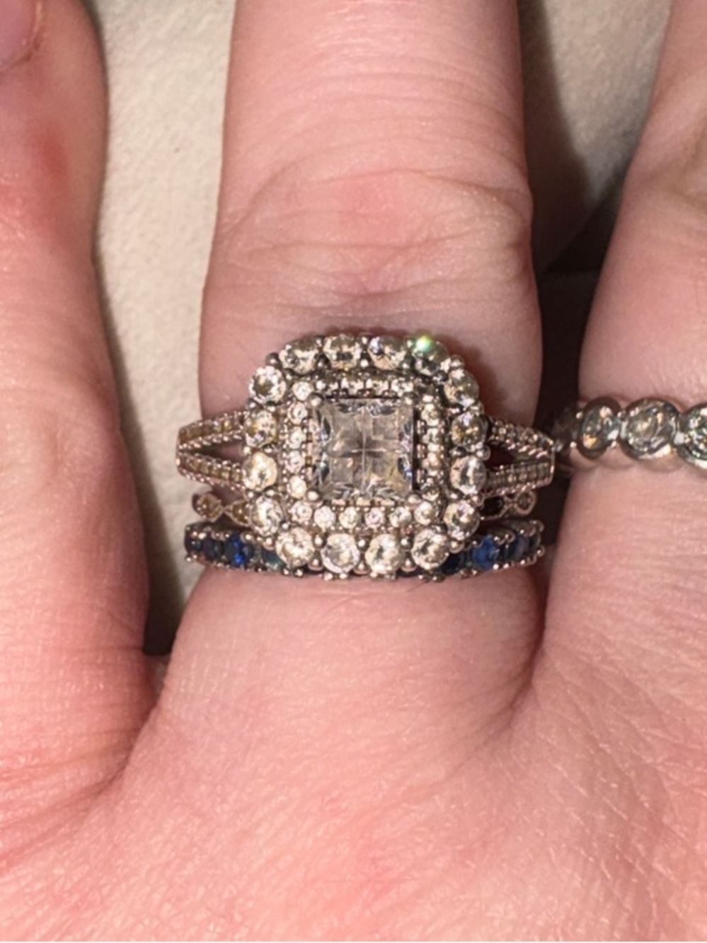 Sterling Silver Lab Grown Halo Diamond Ring